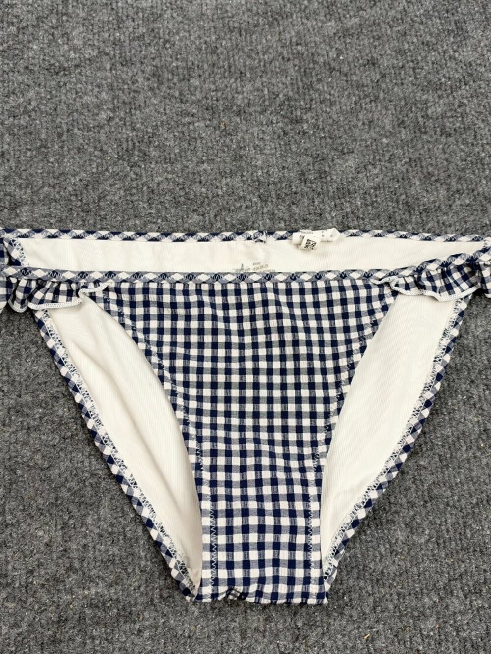 Aerie Blue White Gingham Check Ruffle Bikini Bottom Women's Size Small S